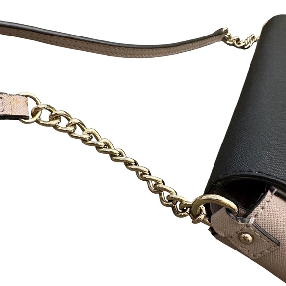 Kate Spade New York Leather Flap Crossbody Bag Black Pink Chain Strap - Picture 11 of 16